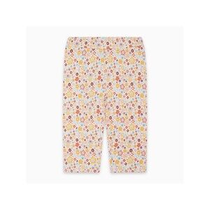 Girls Floral Capri Leggings - White with Multicolor Flowers